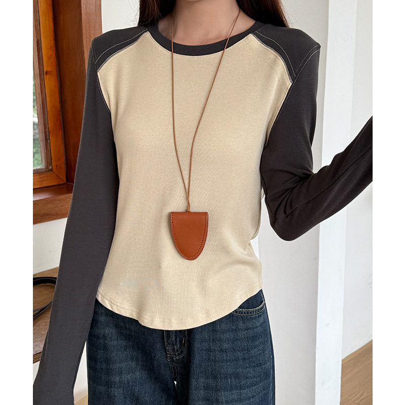 New Autumn Style Raglan Sleeve Long Sleeve Round Neck T-Shirt Design, Elegant, Slim, Casual and Versatile Niche Tops for Women