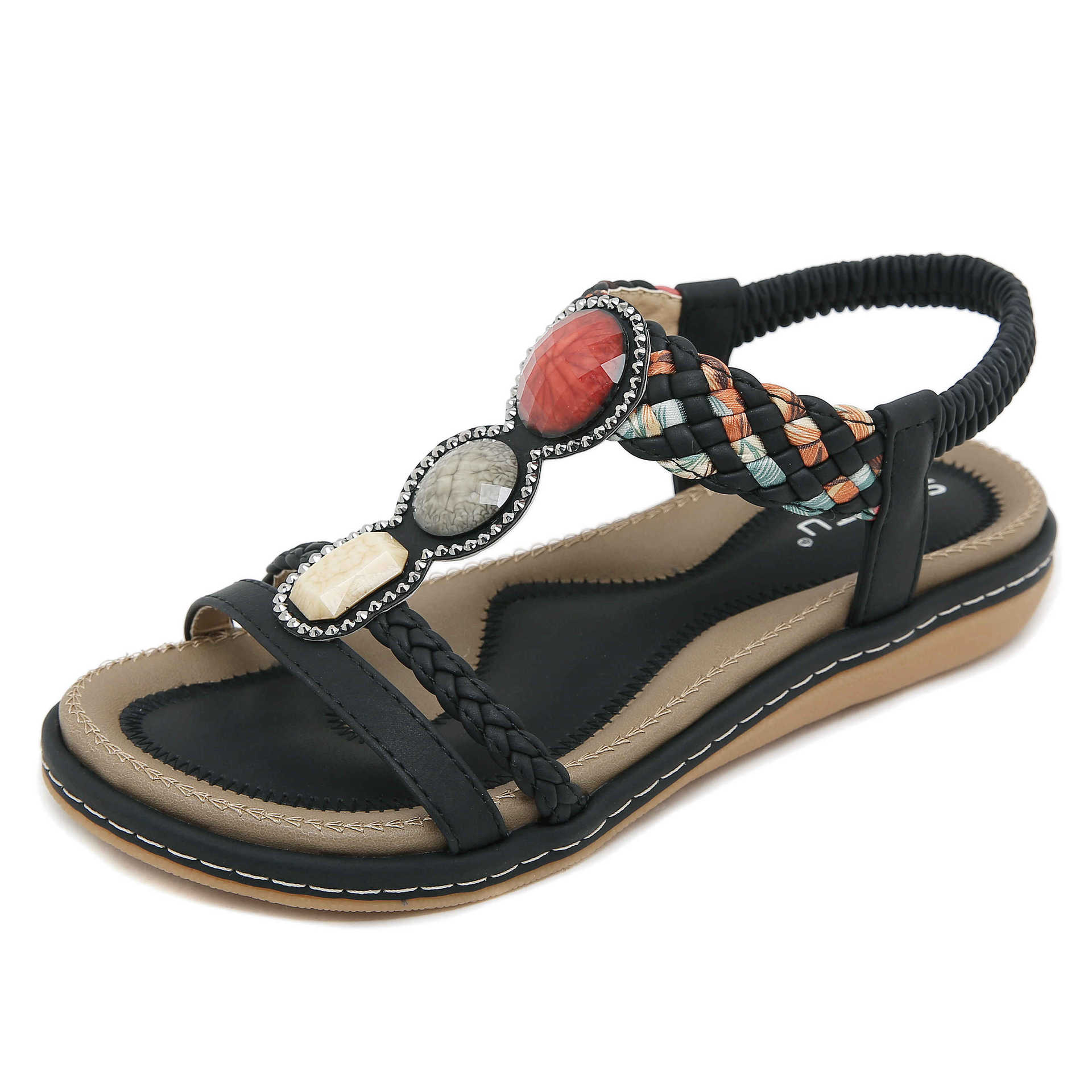 G923-1 European and American 2025 Summer New Versatile Fashion Trendyy Women's Sandals Elastic Band Light and Comfortable Sandals
