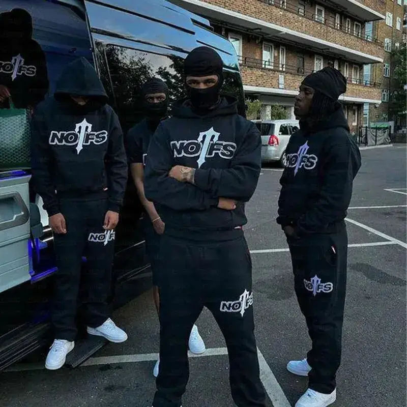NOFS Black Hoodie and Sweatpants Set