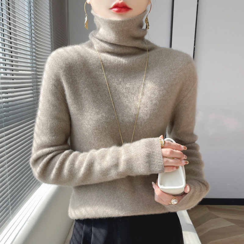Autumn and Winter Women's High Collar Sweater Women's 2025 New Inner Slim-Fit Base Shirt Soft Waxy Pile Collar Sweater