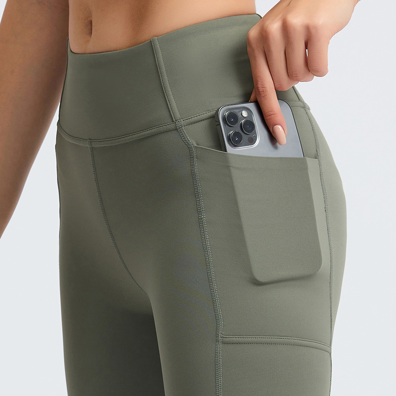 One-Piece Drop-Shipping Spring/Summer New Product Side Waist Pocket Yoga Shorts Butt-Lifting High-Waisted Sports Fitness Pants Dk068 Tight-Fitting