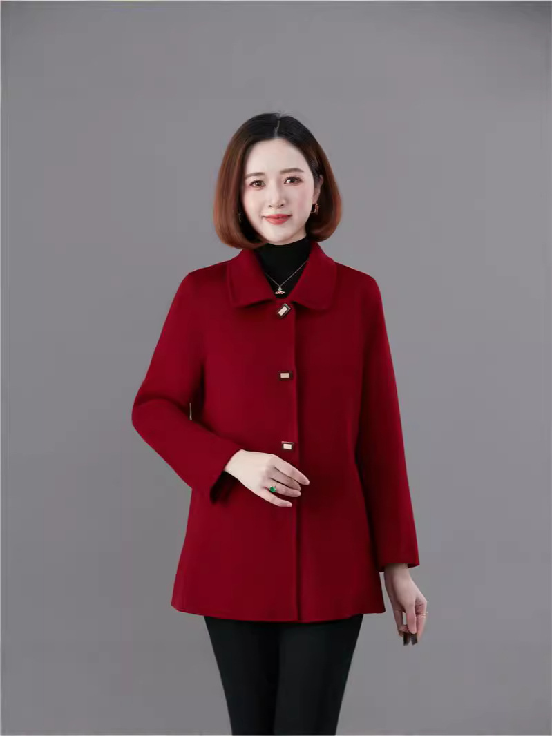 Autumn and winter mother's handmade double-sided wool coat 100 wool plus size double-sided coat coat manufacturer PND308