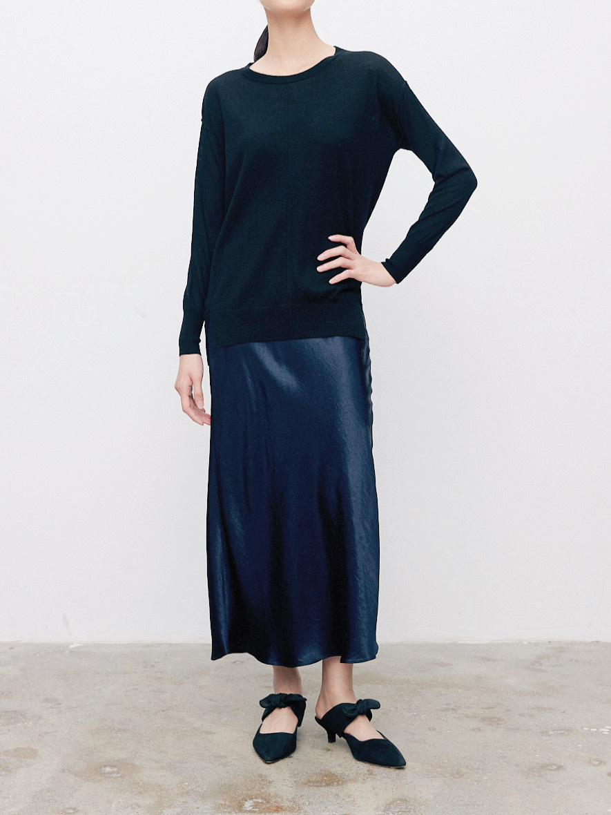 Clearance Sale: Amanda Spring and Autumn Urban Simple Pullover Wool Crew Neck Long Sleeve Knit Sweater for Women