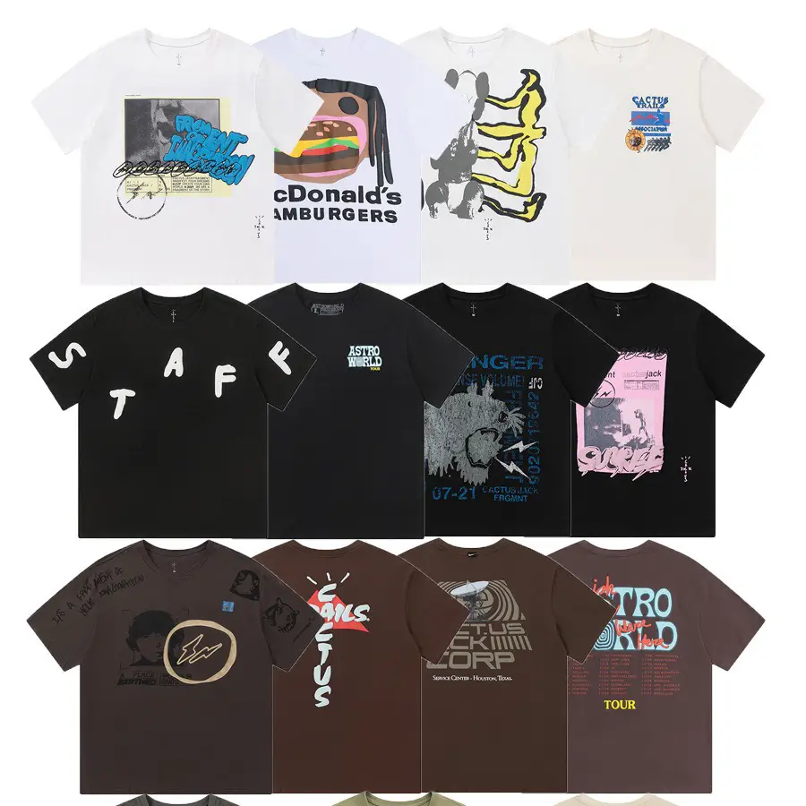 Travis Scott Cactus Jack new summer foam printed round neck pullover short sleeve European and American T-shirt