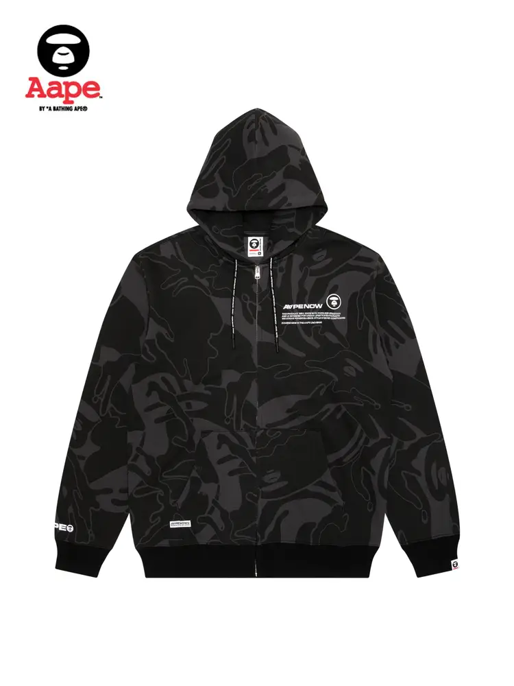 AAPE Flagship Store Men's Ape Badge Letter Embroider Thin Velvet Hoodie Coat A313xxl