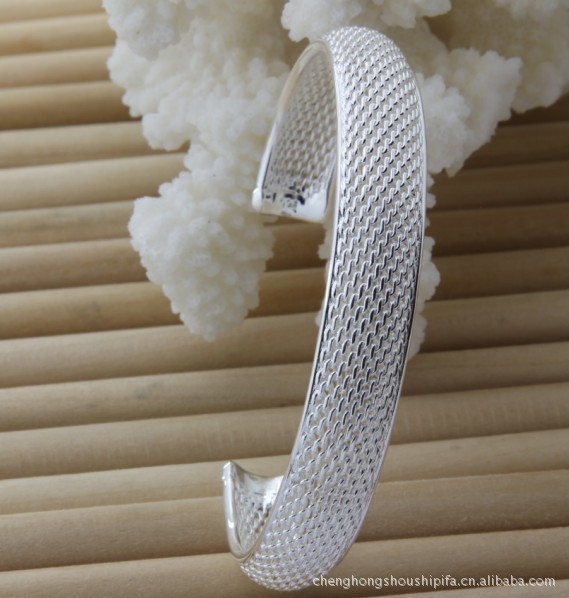 Korean style popular silver jewelry 925 silver plated fashion new open mesh bracelet factory in stock special offer wholesale