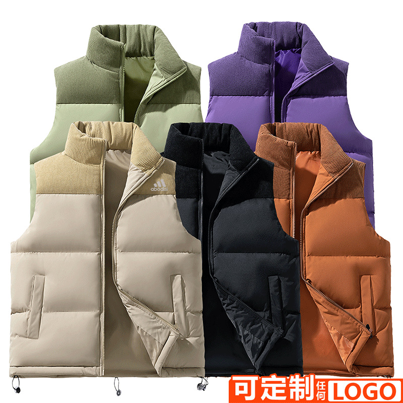 Winter New Style Thickened Vest Cotton fleece-lined Light Velvet Core Cotton Vest for Men and Women Outdoor Sleeveless Collar Warm Jacket