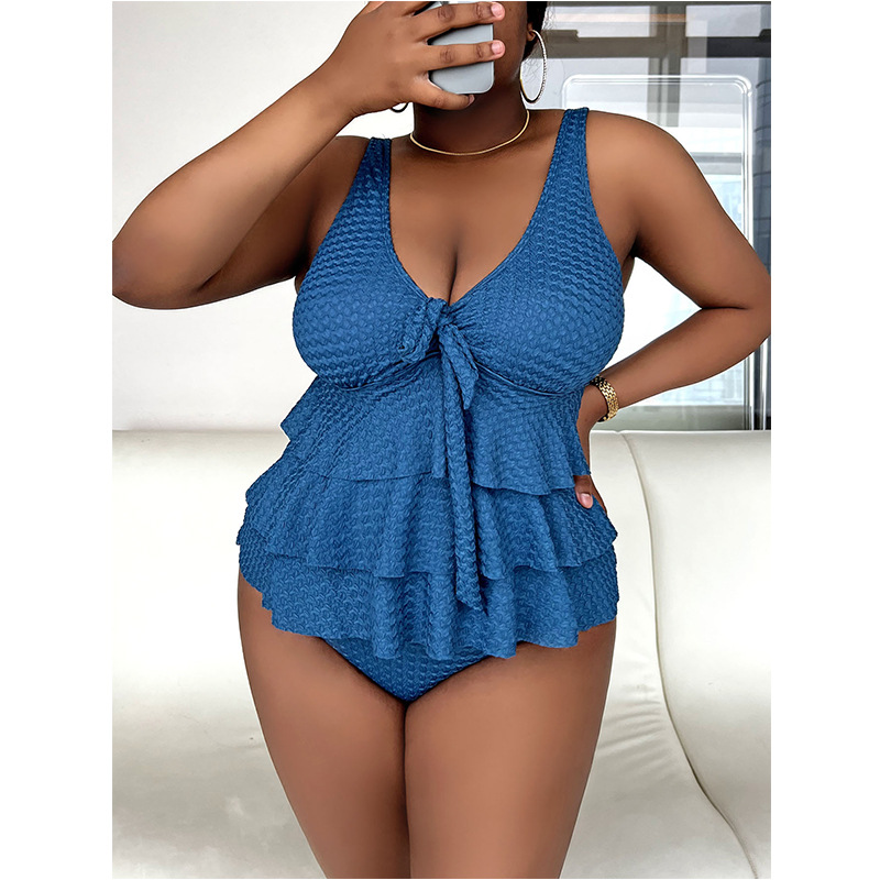 European and American Export New Fat mm Large Size Pure Color V Neck Sexy Vest Style Bikini T20