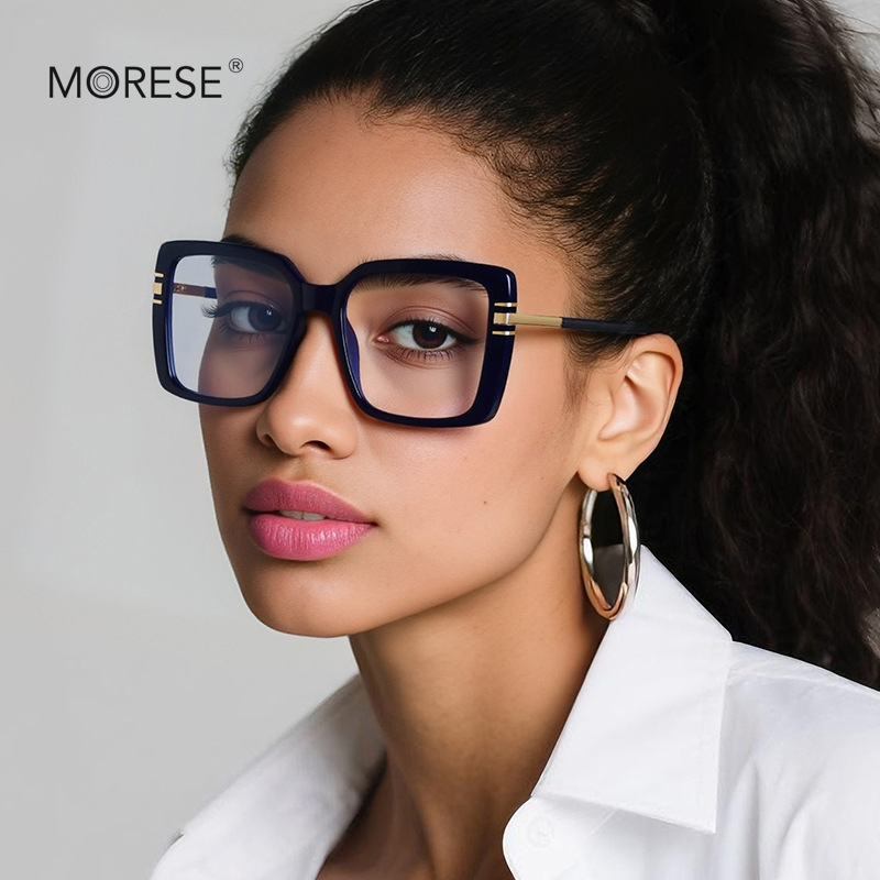 Anti-Blue Light Glasses 2270 Large Square Frame Accessible Luxury Style Tr90 Women's Flat Glasses Without Makeup Work Clothing Artifact Export Ready Stock