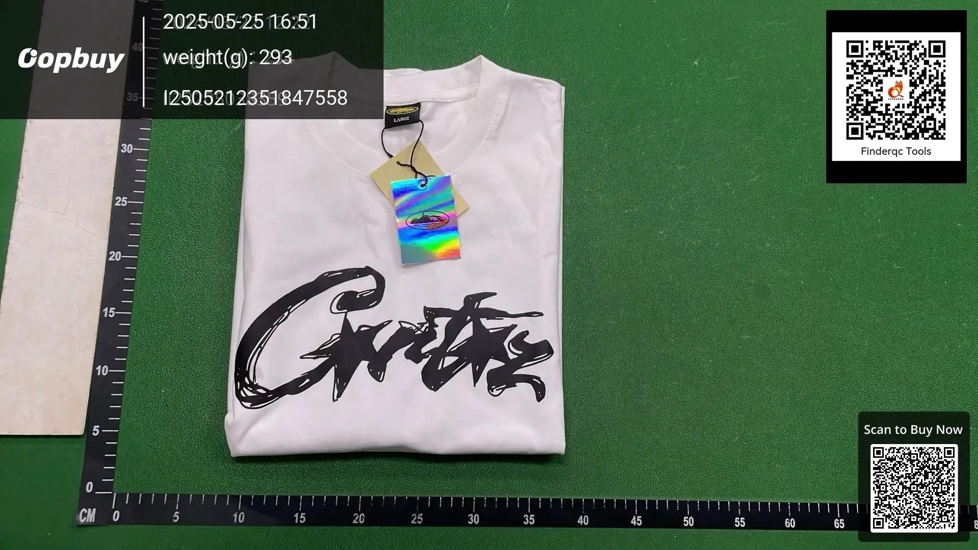 White T-shirt with black graphic print