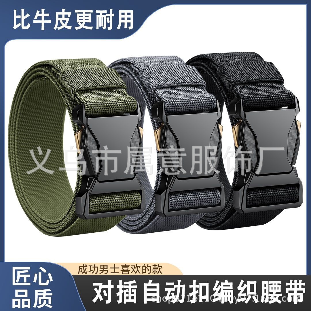 Factory Direct Sales Automatic Buckle Men's Nylon Woven Belt Military Training Casual Style Student Model Factory Direct Sale