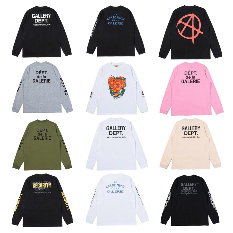 Gallery Dept New Classic Letter Print Street Fashion Brand Men's and Women's Loose Casual Trendyy Long-Sleeved T-Shirts