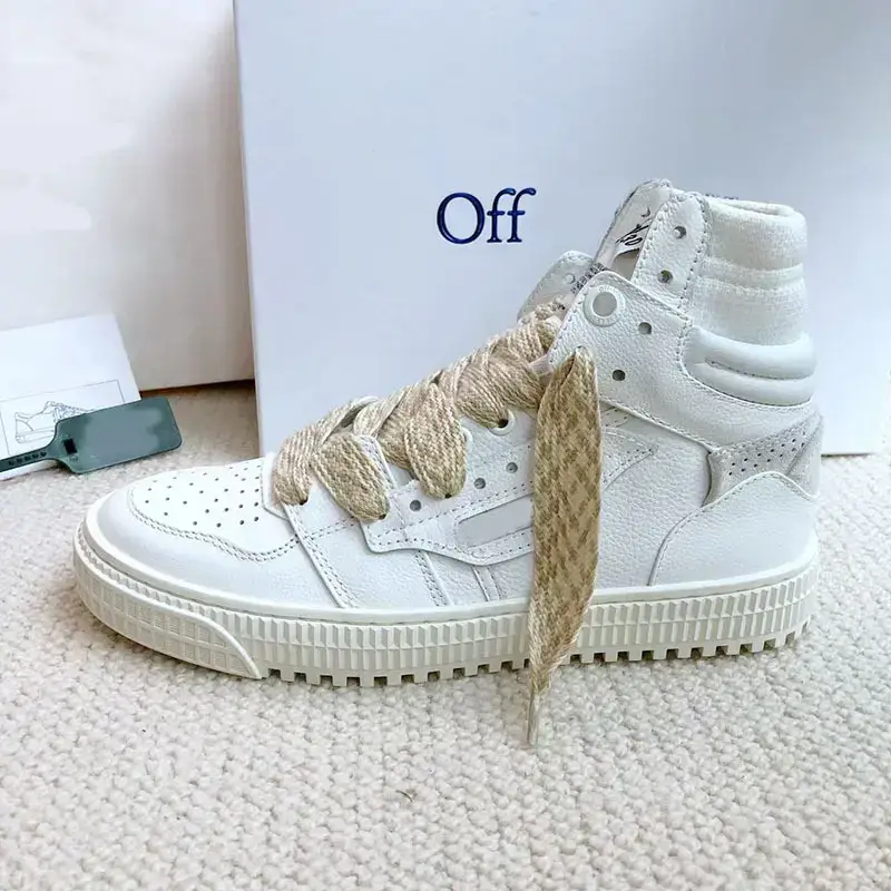 Foreign Trade 2025 New Off Fashion Brand Men's Shoes Genuine Leather Summer Breathable High-top Board Shoes Women's All-match Casual sneaker