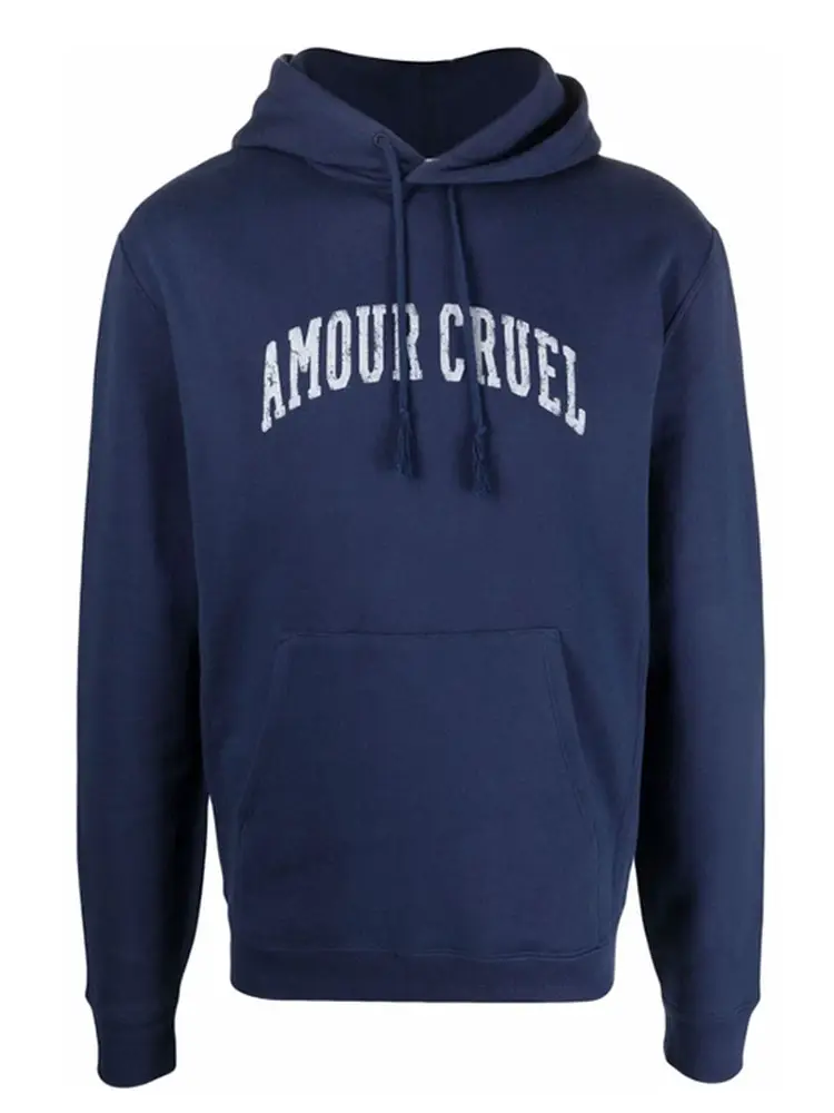 时尚潮流AMOUR CRUEL胸前印花套头连帽运动衫 上衣 男女情侣通款