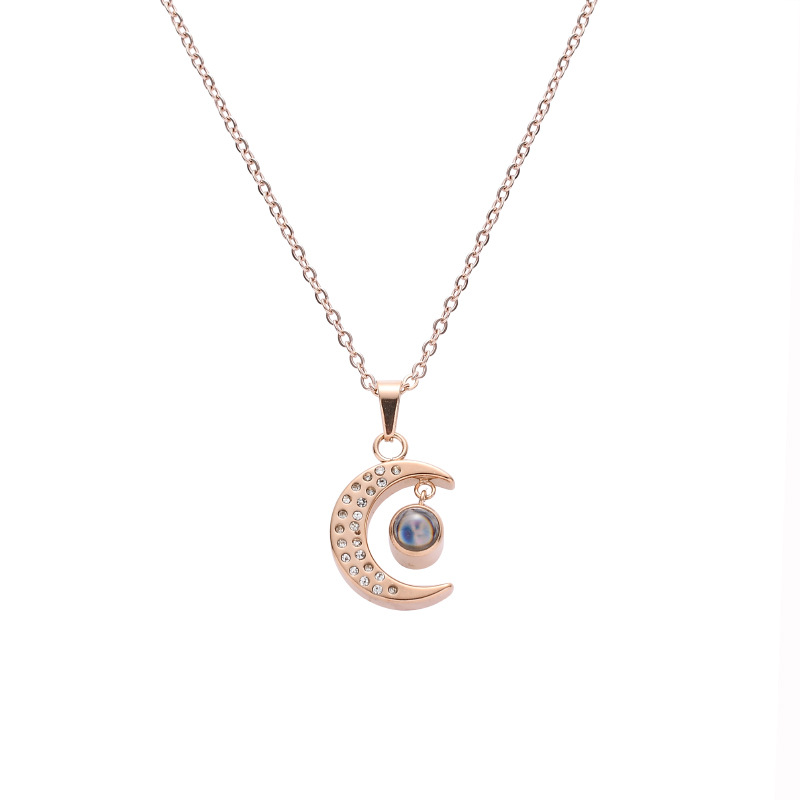 100 languages I love you Moon star decorative necklace simple women's TikTok Net red clavicle chain female wholesale