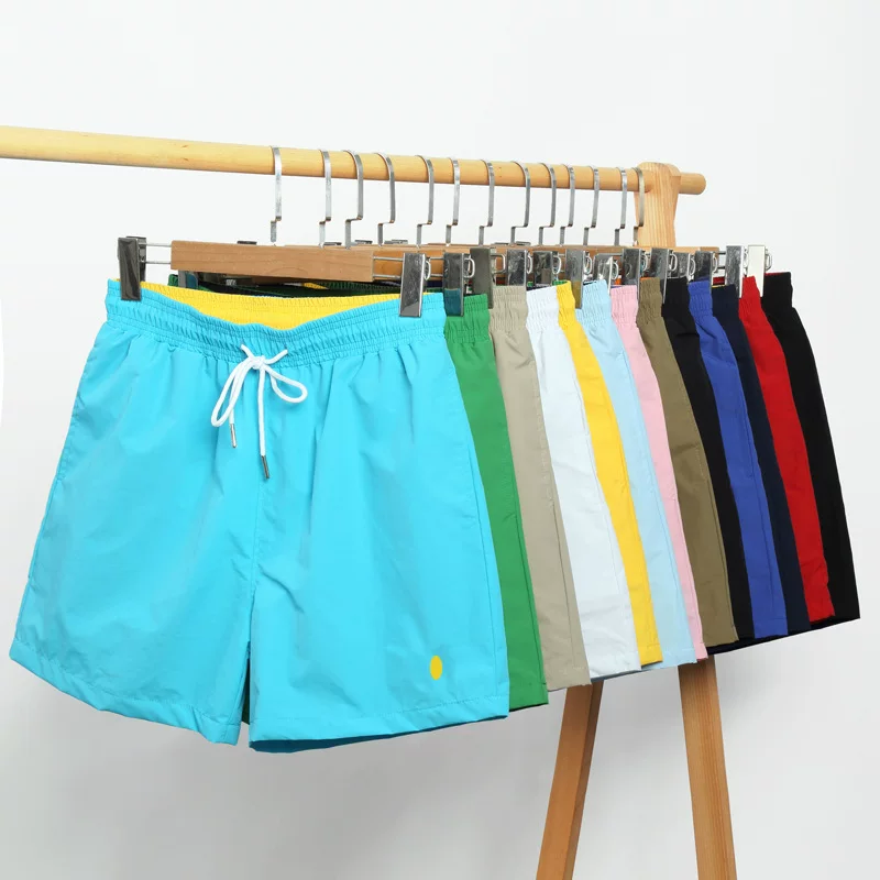 New embroidered small label beach pants men's shorts quick drying sports pants summer casual quarter pants loose surfing