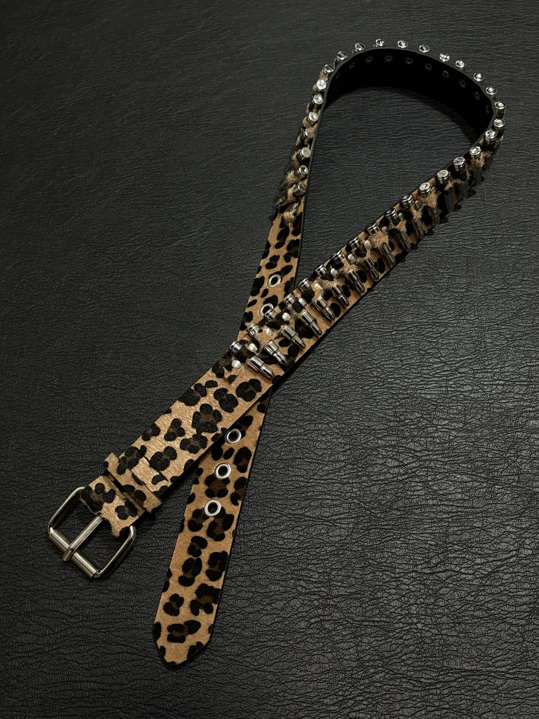 Be Careful with the Cuffs, the "Leopard Bullet" Vintage American Retro Punk Rock Belt for Men and Women