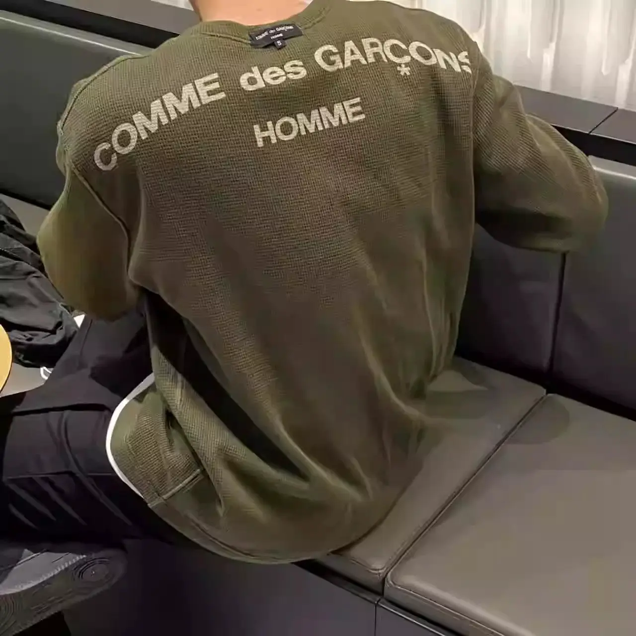 阿烦 CDG vintage 华夫格长袖卫衣 日系复古套头圆领百搭宽松T恤