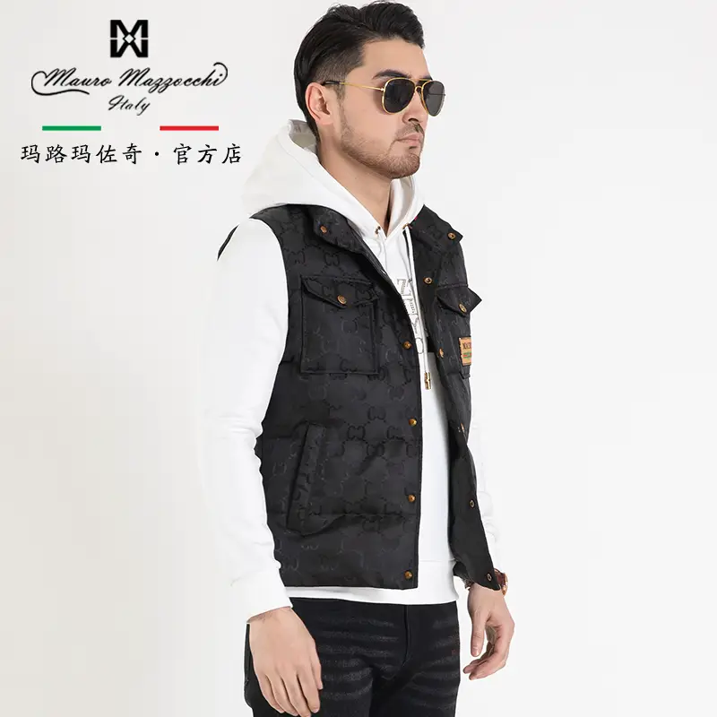 Malu Men's Wear/Mauro Fall and winter Fashion Jacquard down vest /Fluffy Non-Running down Heattech Mj 319303