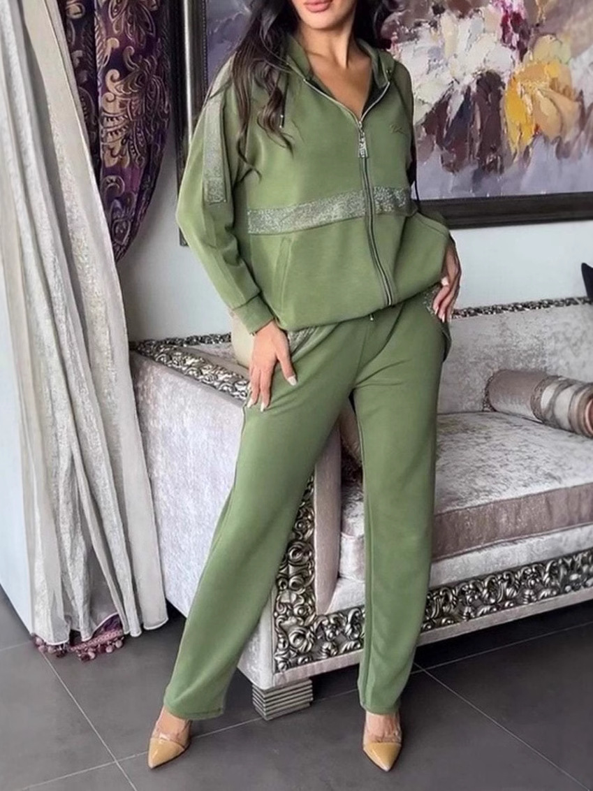 2024 Cross-border Europe, America and Amazon New Autumn and Winter Casual Long Sleeve Pants Sweat Pants 2-piece Set