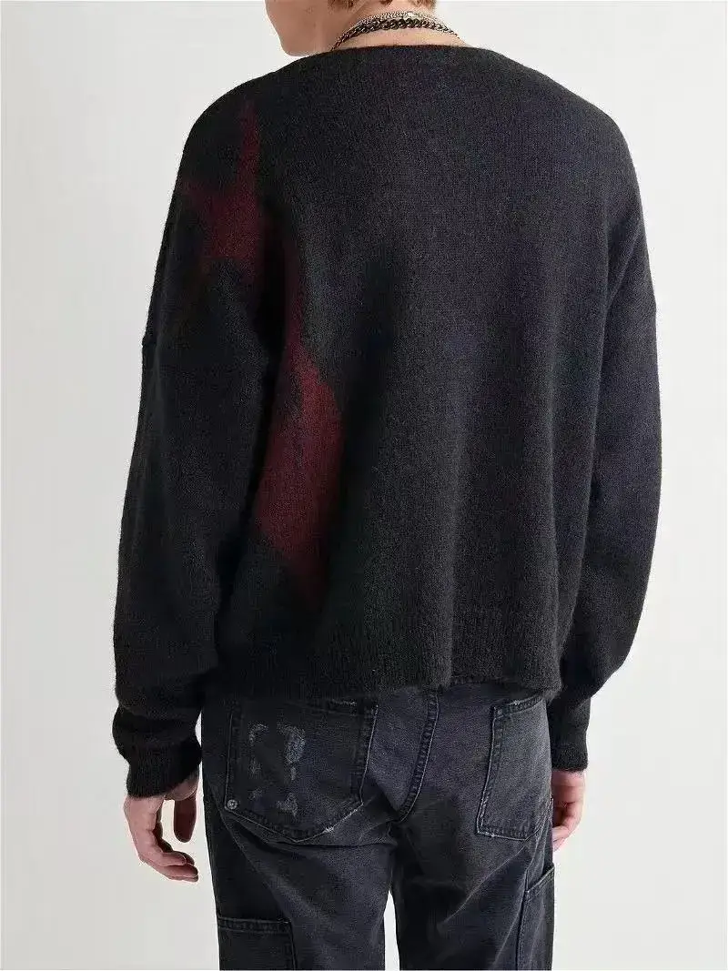 Erd Melancholic Rich Black Red Knit Sweater