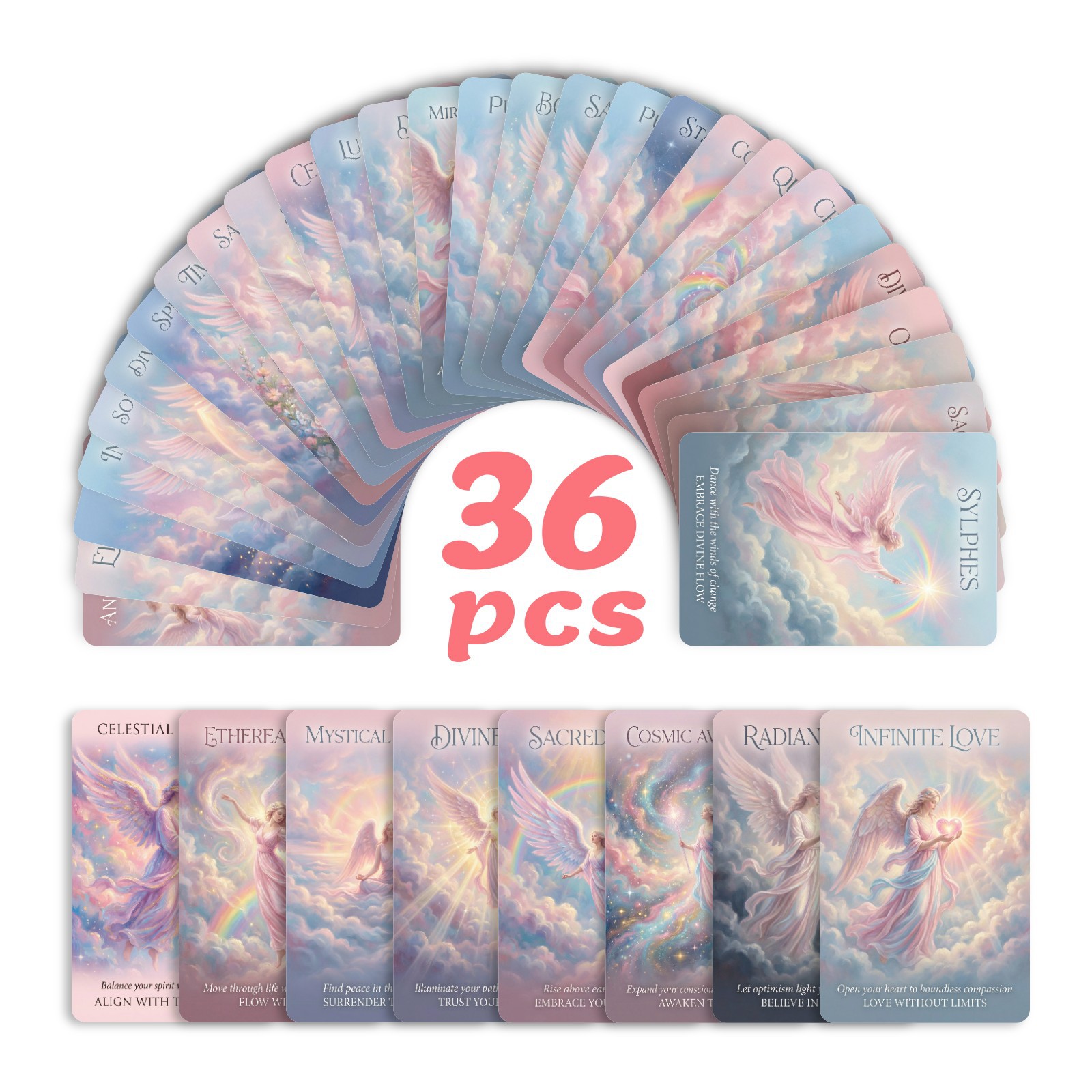36 Angel Oracle Text Cards Cross-Border New Product Set of Goddess Blessings, Angelic Power, and Love Message Cards