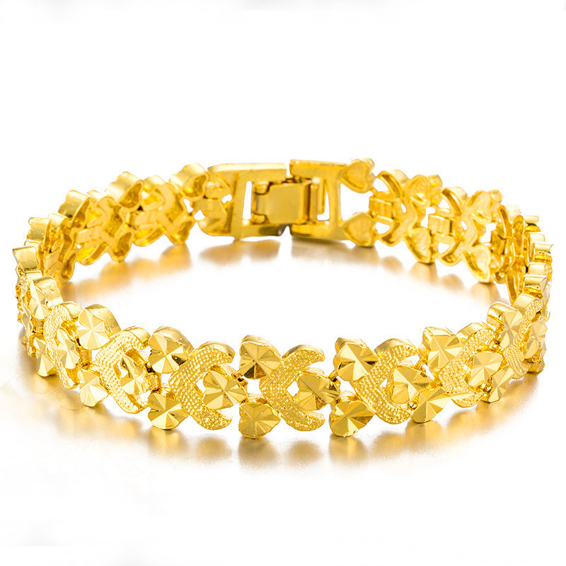 8mm Watch Chain, Women's Korean Style New Heart-Shaped Brass Gold-Plated Bracelet, Coin-Shaped Luxury Gold Watch Chain