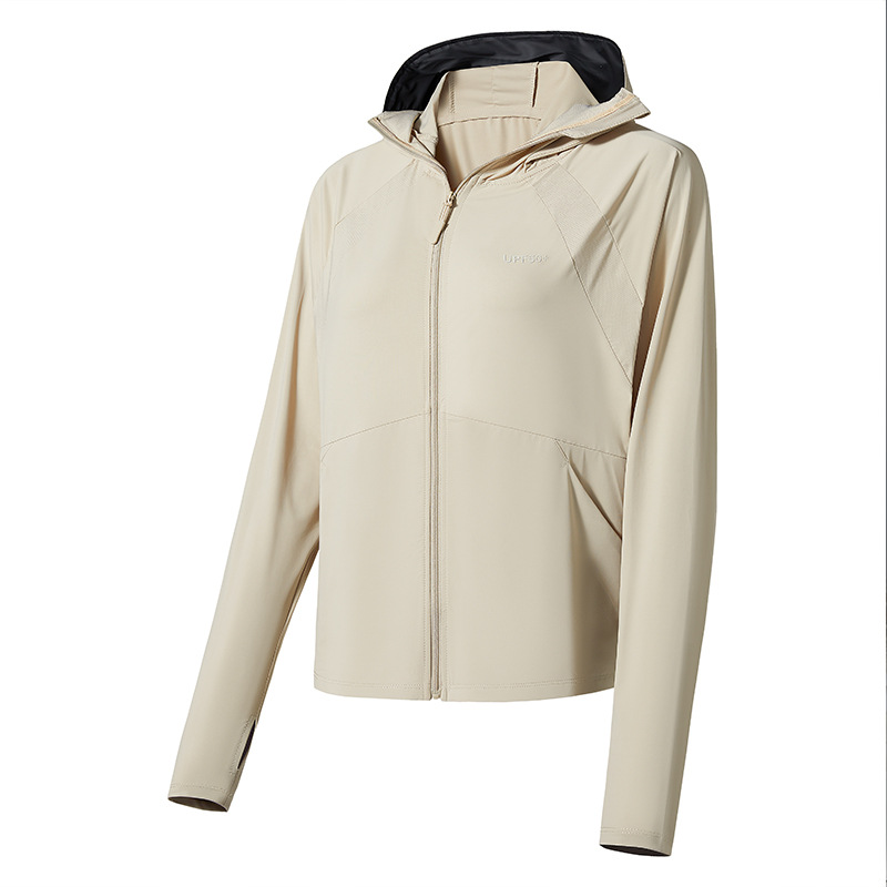 Women's Fashionable Summer Ice Silk Breathable Skin Jacket Sun Protection Clothing with Stand Collar, Uv Protection, Sweat Absorption, and Quick-Drying