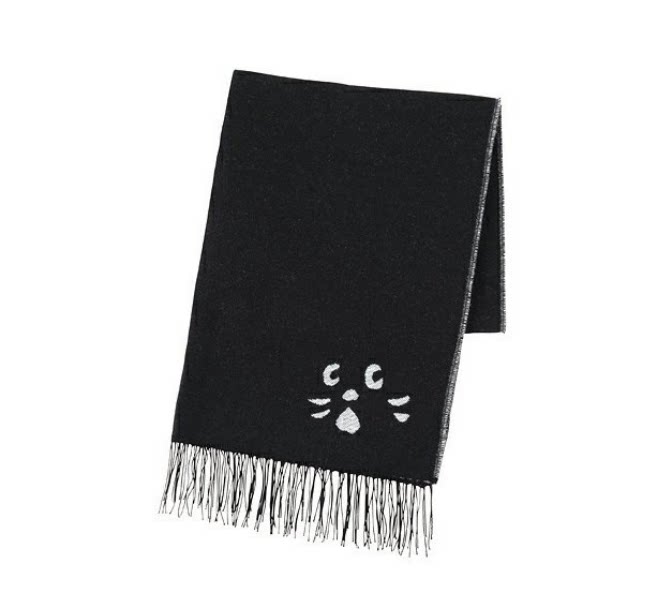 Japanese Harajuku Trendy Cute Ne Net Surprised Cat Head Jacquard Autumn and Winter College Style Student Scarf Shawl for Women photo QC de TAOBAO sur Qualit.ly