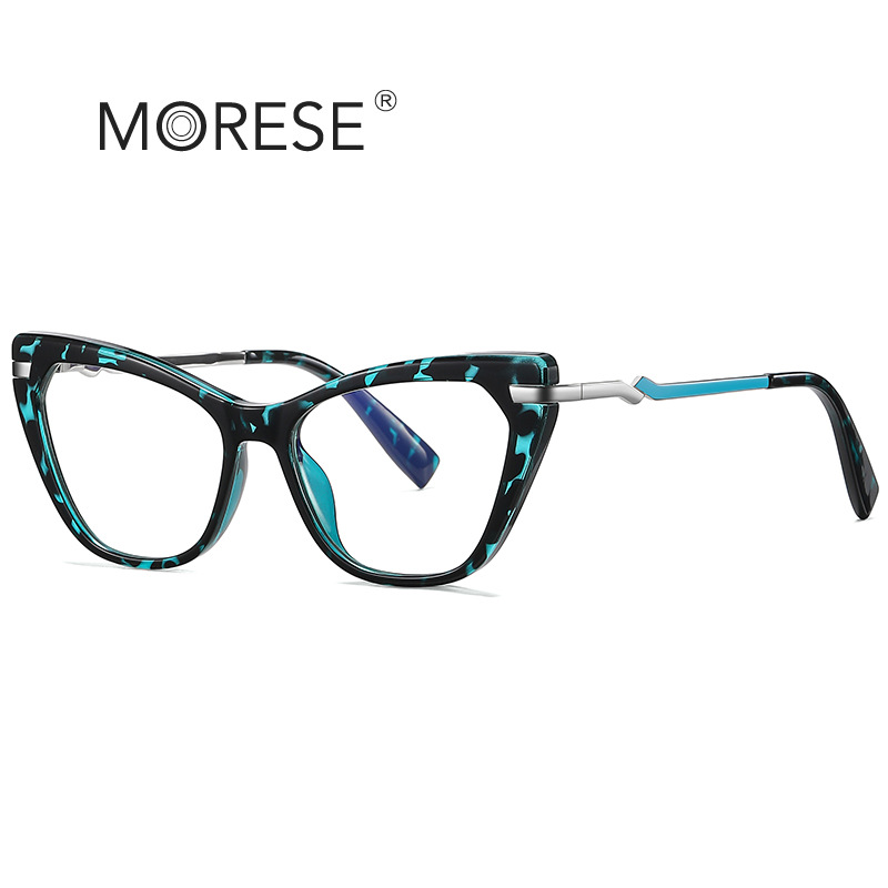 Cross-border TR flat glasses trendy street photography glasses frame European and American female 2107ins wind cat eye anti-blue light glasses