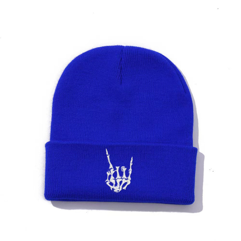 Cross-border New Cartoon Pattern Embroidery Knitted Hat Autumn and Winter Outdoor Men's and Women's All-match Pullover Hat Warm Wool Hat