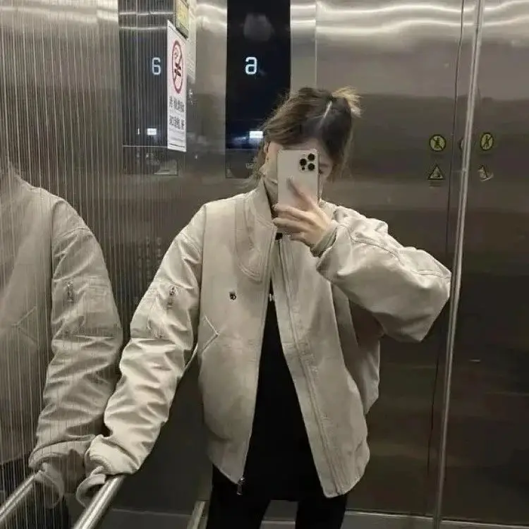 【DX19】经典老钱风工装菱格复古棉服夹克外套