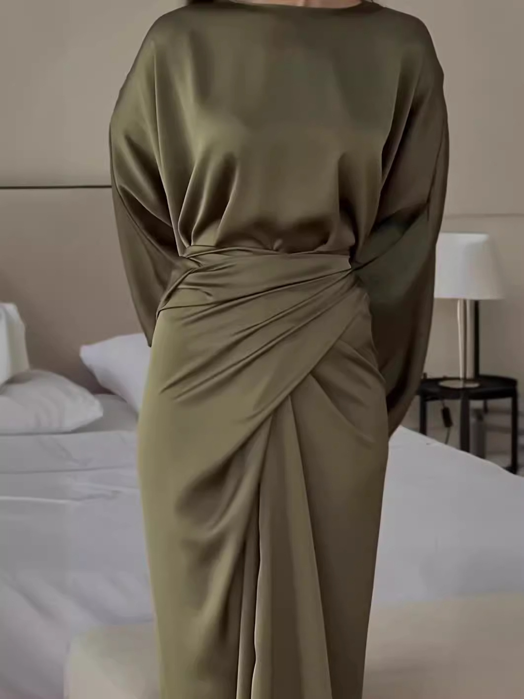 2024 Autumn New Short-Sleeve Women's Fashion European and American Style Export Dress Long Dress Long-Sleeve Vacation Dress Beach Dress