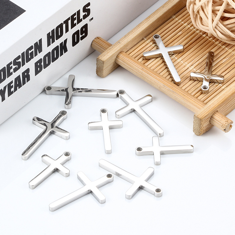 Stainless Steel Fine Throw Cross Pendant Hip-Hop Punk Men and Women Necklace Bracelet Jewelry Pendant Jewelry Accessories diy
