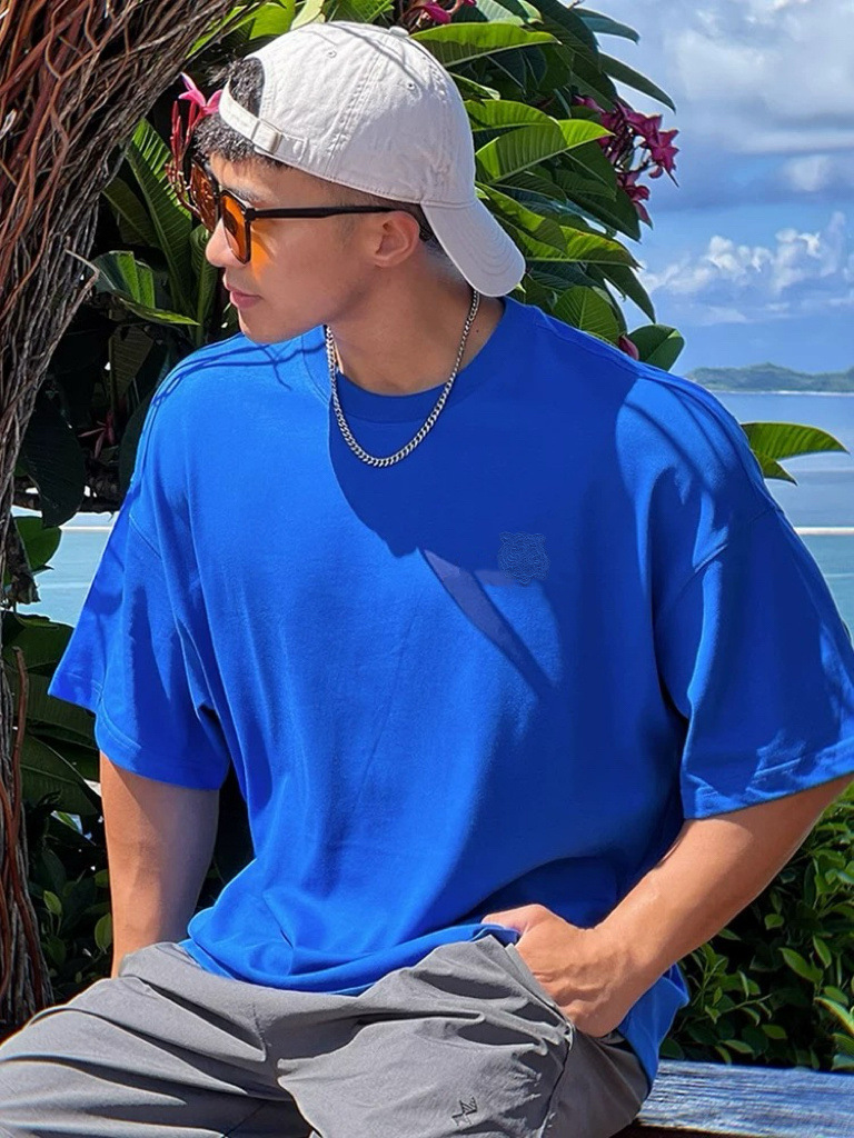 Summer Explosions Embroidered Short-sleeved Loose Round Neck Fashion Classic Loose Pure Cotton Casual All-match T-shirt for Men and Women