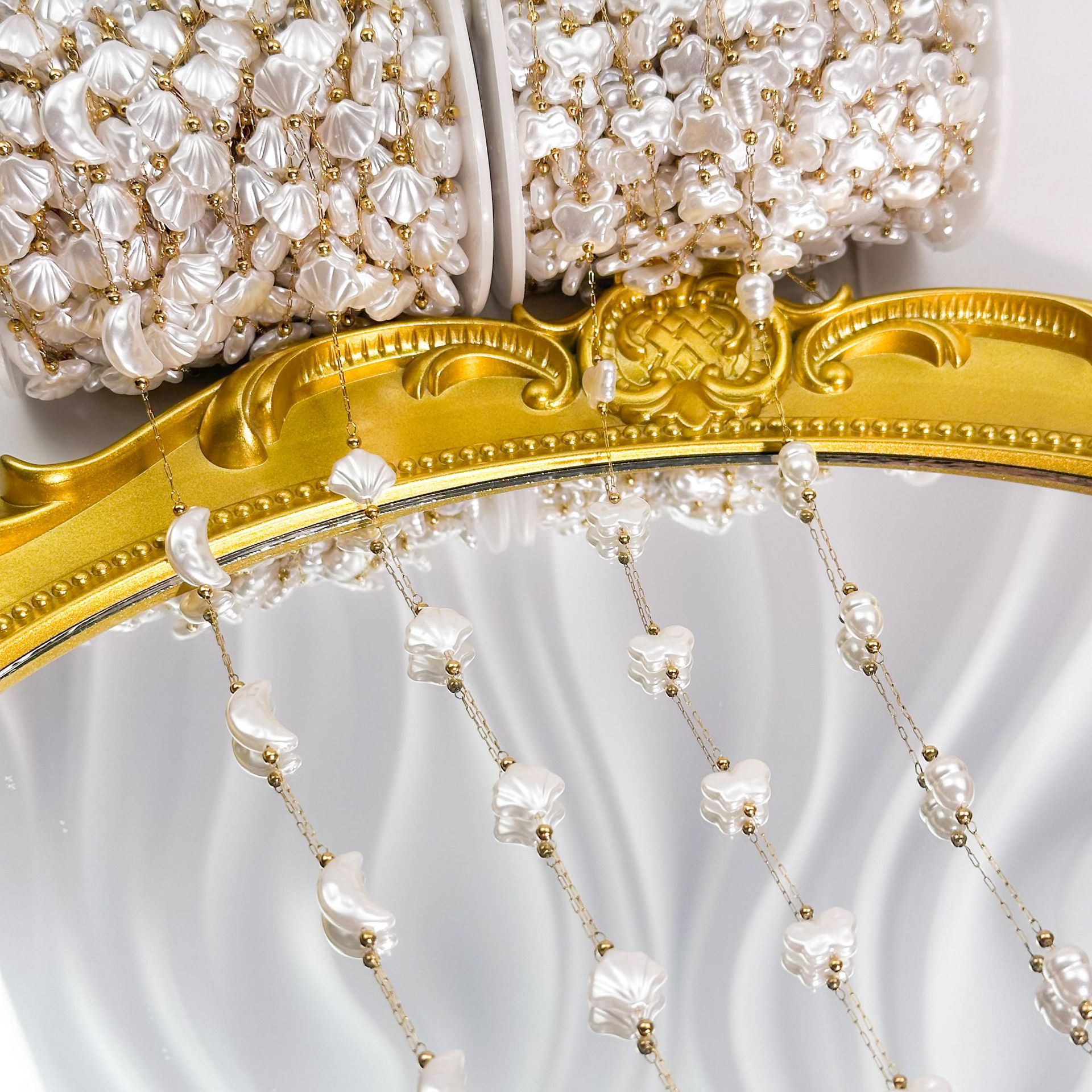 Stainless Steel 18K Gold Imitation Pearl Shell Moon Chain DIY Handmade Semi-Finished Jewelry Accessories Exclusively for Cross-Border Sales