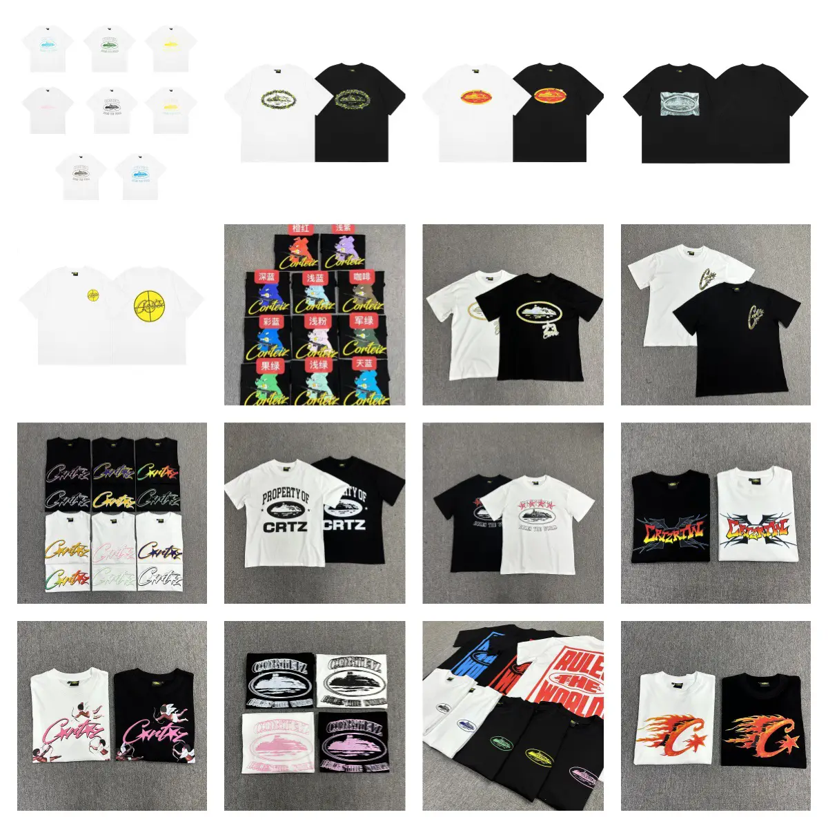 Cross-Border Export Corteiz Alcatraz Letter Logo Printed Short-Sleeved High Street Fashion Brand Loose T-Shirt for Men and Women Dropshipping