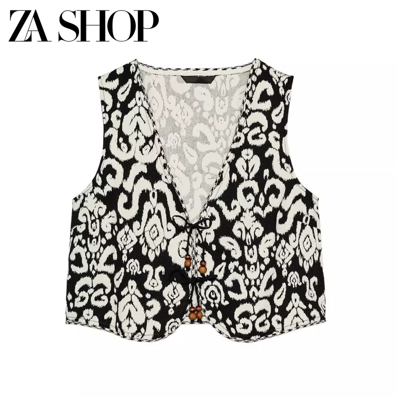 2025 Summer New Women's Printed V Neck Sleeveless Vest Vest Top Short Skirt Pants 2854569 2997569