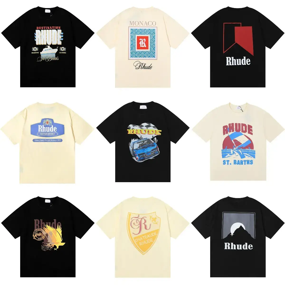 High Street Fashion Rh Card Coconut Crown Coconut Racing Casual Versatile Short-Sleeve T-Shirt Unisex Ude Wholesale