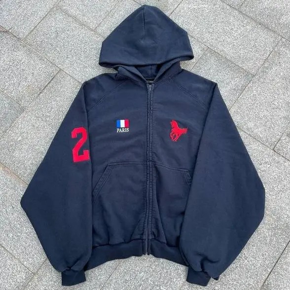 European and American Cross-Border 2025 Spring and Autumn Personalized Printed Hooded Cardigan for Men and Women, Casual Loose Retro Sweatshirt Jacket