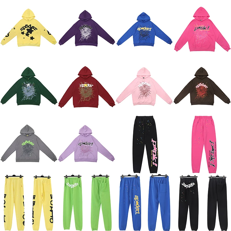 Sp5 Sweatshirt Spider Web European and American Rap Star Young Thug Men and Women Couple Trendy Hoodie Set