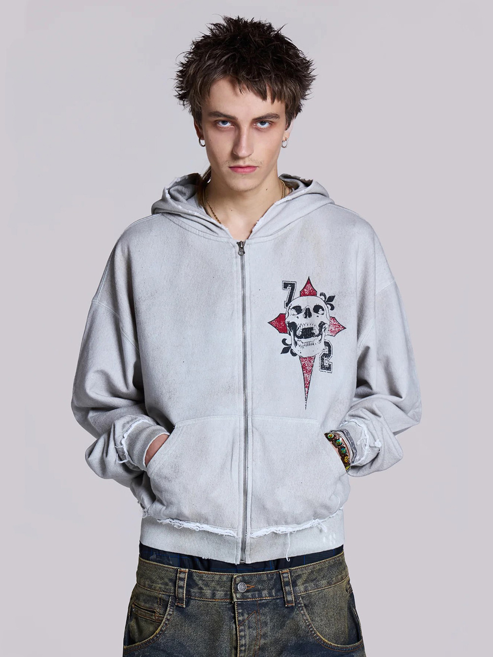 European and American Trendy Brand Cardigan Hooded Sweatshirt 2026 New Retro Men's and Women's Same Style Hip-Hop Style Original Design Top
