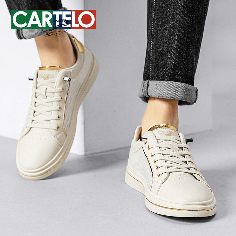 CARTELO/Cardile Crocodile 2025 Summer New Men's Casual All-match White Low-top Board Shoes White Shoes