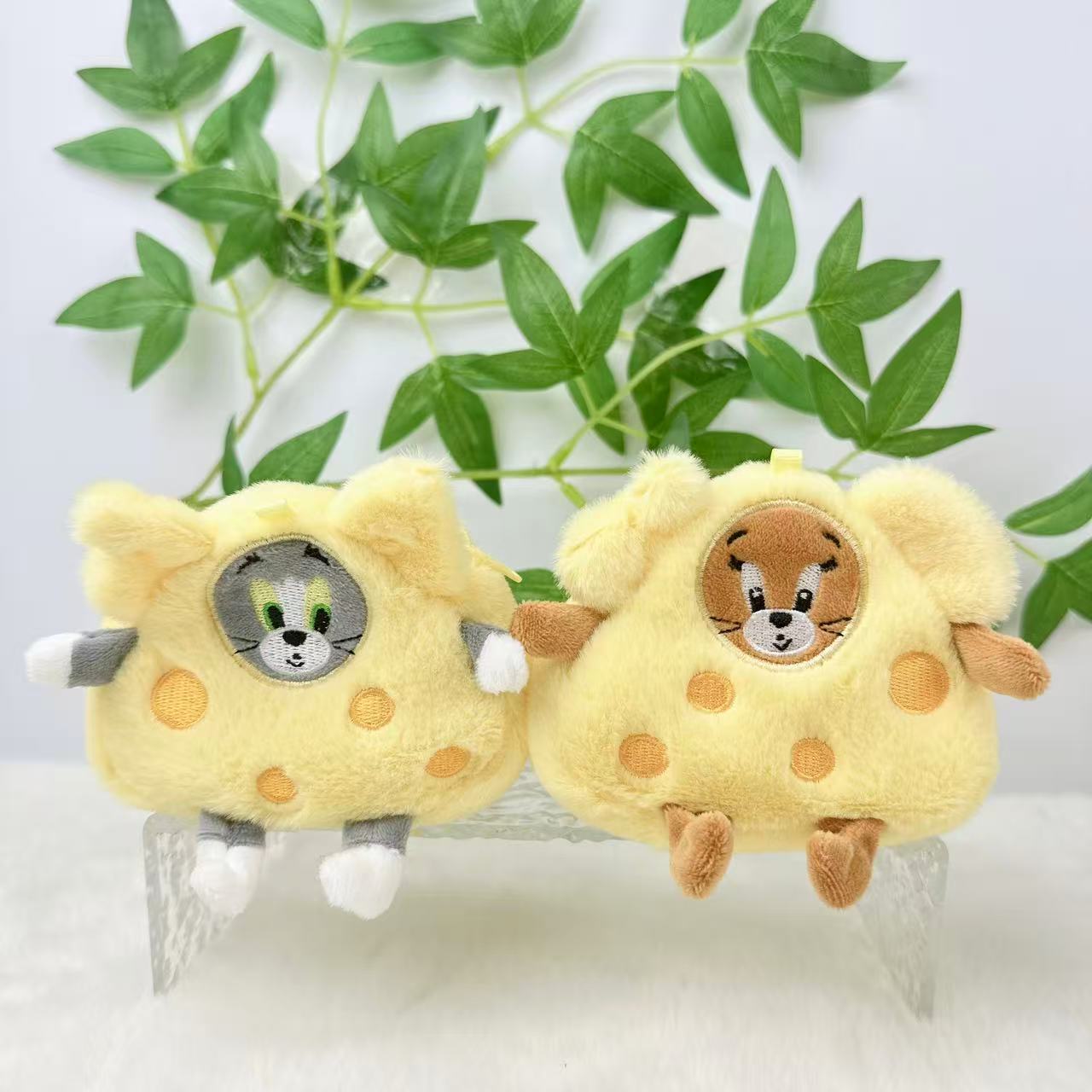Cheese Tom Cat and Jerry Mouse Plush Coin Purse Pendant Cartoon Doll Cute Keychain Backpack Accessory