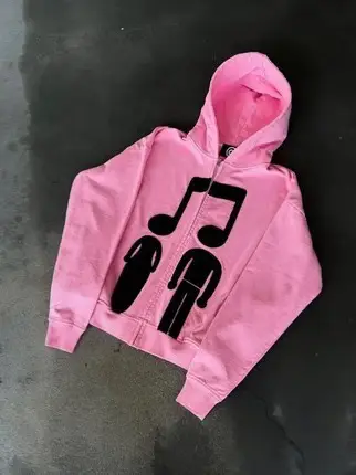 European and American Style Trendy Hip-Hop Music Print Hooded Sweatshirt for Men and Women, Couple Style, Loose Casual Versatile Top Jacket