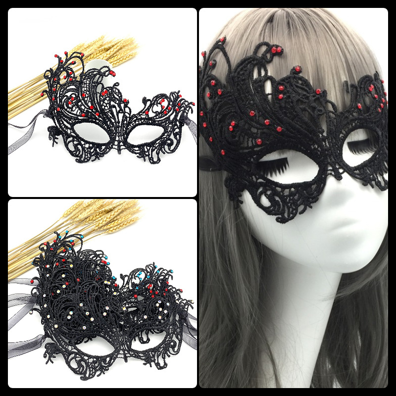 Cross-Border High-End Masquerade Halloween Party Performance Mask Party Half-Face Phoenix Diamond-Encrusted Lace Eye Mask for Women