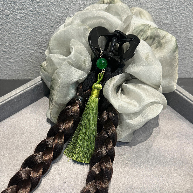 New Chinese Style National Style Grab Clip Headwear Women's Head Elegant Hair Display Volume Wig Braid Shark Clip 2024 New