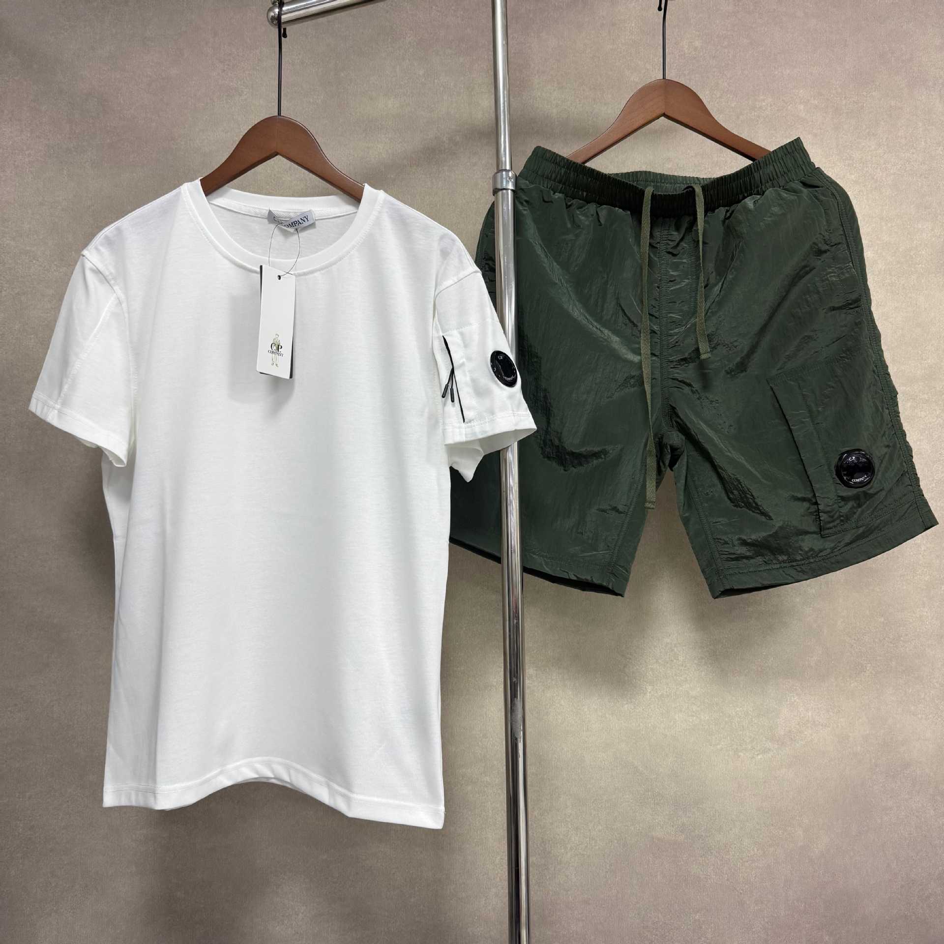 Cross-Border Supply Cp Short-Sleeve Company Basic Style Badge Lens Solid Color T-Shirt Workwear Shorts Unisex High Street
