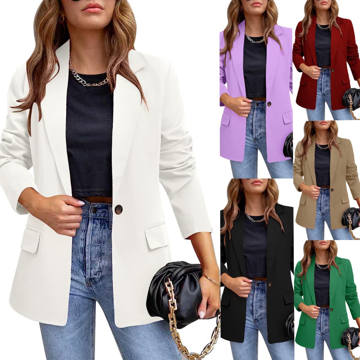 Amazon Cross-Border Foreign Trade Women's Clothing New Style 2026 Autumn and Winter Suit Jacket Elegant Commuter Slim-Fit Blazer