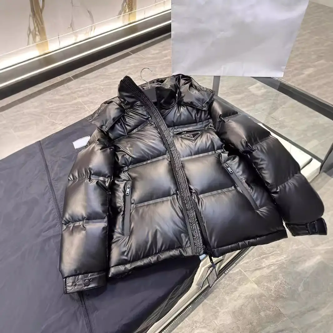 High Version Pujia New Style Chest Triangle Mark Technology Fabric Removable Hooded Duck Down Jacket Coat